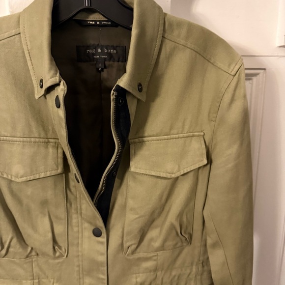 Rag & Bone Womens Army Olive Green Utility Snap Button Zip Military Jacket sz 4 - Picture 3 of 16